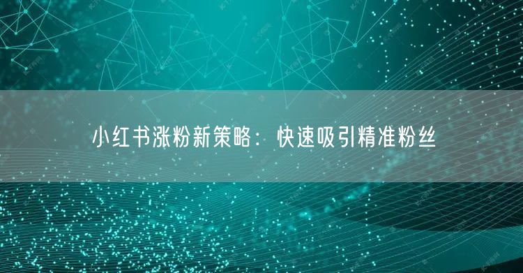 小红书涨粉新策略：快速吸引精准粉丝