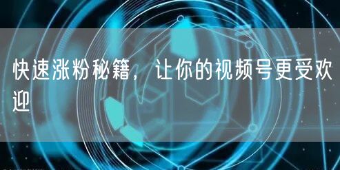 快速涨粉秘籍，让你的视频号更受欢迎