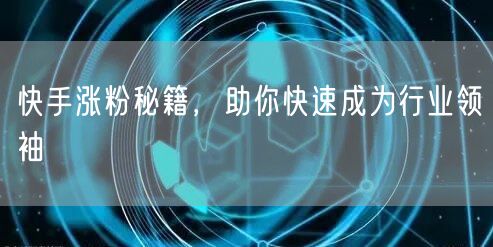快手涨粉秘籍，助你快速成为行业领袖